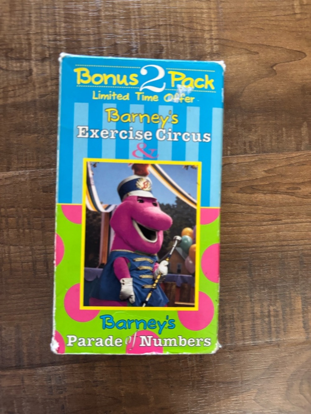 Barney Bonus 2-Pack VHS - exercise circus and Parade of Numbers 1996 vintage